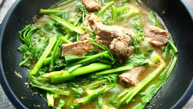 Thai northern style Chinese cabbage soup or Puk Kad Jo, in door  Chiangmai  Thailand.