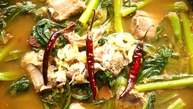 Thai northern style Chinese cabbage soup or Puk Kad Jo, in door  Chiangmai  Thailand.