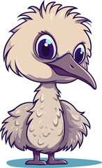 Cute Emu and Ostrich Cartoon Characters: Perfect for Children's Products and Wildlife-themed Designs