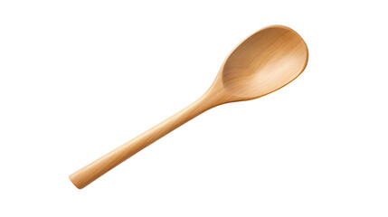 A fresh, unused wooden ladle with no contents, shown separately on a transparent background.