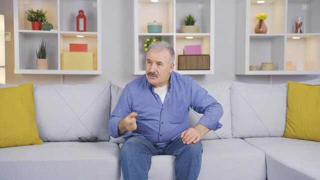 Aggressive grumpy old man. The old man making mishaps.