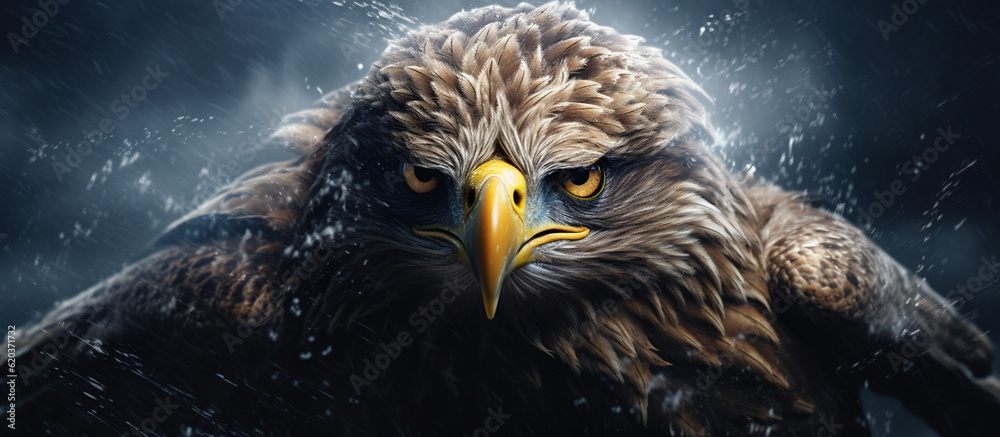 Poster A close-up of an eagle in a storm