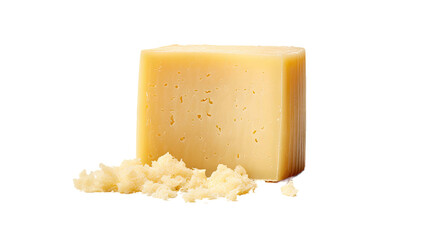 Parmesan cheese alone on a plain transparent background.