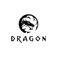 Dragon logo, Circle Dragon logo template vector illustration