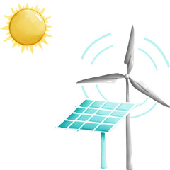 solar panel and wind turbine