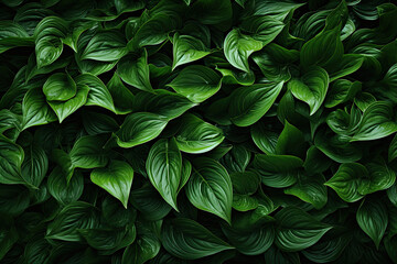 Naklejka na ściany i meble Background with dark green leaves, Generative AI