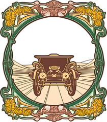 label art nouveau car. Generative AI