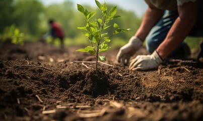 farmer planting a plant