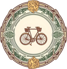 Fototapeta na wymiar label art nouveau bicycle, bike. Generative AI