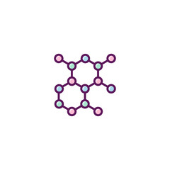 Polymer Structure Cell Filled Icon - Science and Chemical Elements Icon Vector Illustration Isolated.