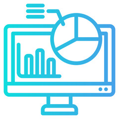 Computer analytics icon in gradient style, use for website mobile app presentation