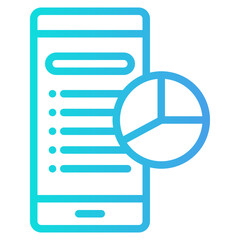 Mobile analytics icon in gradient style, use for website mobile app presentation