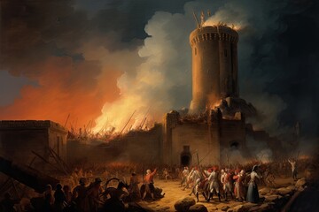 Artistic French Revolution Depiction: Concept for Bastille's Fall, Birth of Democracy, and Independence Day Celebration. Generative AI - 620378701