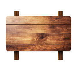 Empty wooden signboard isolated on transparent background