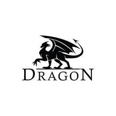 Dragon Logo. Dragon Walk logo design silhouette illustration