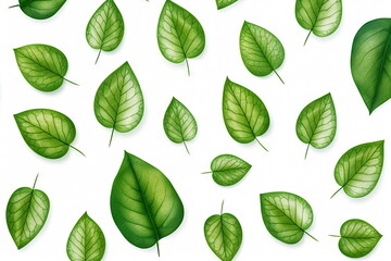 green leaves on white background