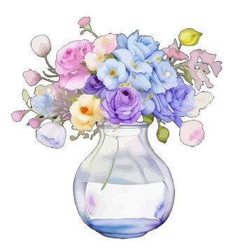 Flower Vase Watercolor Clipart