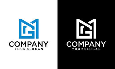 Illustration modern initial MG or GM in the form of geometric and minimalist logo design - obrazy, fototapety, plakaty