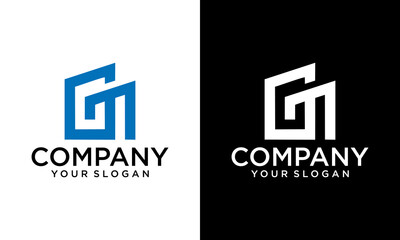 Illustration modern initial MG or GM in the form of geometric and minimalist logo design - obrazy, fototapety, plakaty