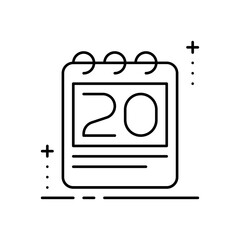 Event E Commerce icon with black outline style. calendar, date, time, day, schedule, reminder, plan. Vector illustration