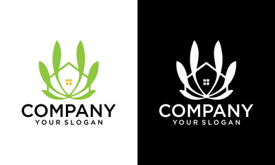Green House Logo Template, House Leaf Logo, Cannabis Logo, Marijuana Green House