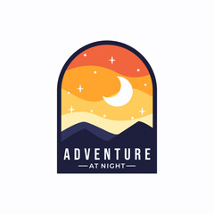 landscape outdoor badge vector template creative nature at night graphic logo illustration