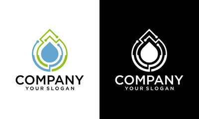 Digital Water Tech Logo Design Template Element