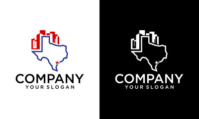 Obraz premium texas realty and property logo designs. logo design texas building, country line, city, symbol vector. for business construction
