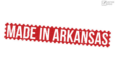 Made in Arkansas Red Rubber Stamp vector design.