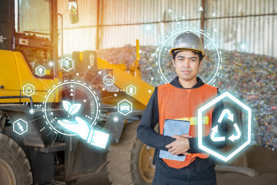 Engineer skillfully applies recycling technology to optimize waste management systems, reducing environmental impact and promoting sustainability. - Powered by Adobe