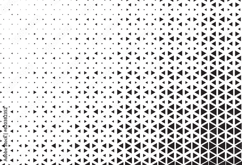 Fototapete Abstract Triangle Halftone Pattern. Triangle Vector Abstract Geometric Technology Background. Halftone Triangular Retro 80s Simple Pattern.
