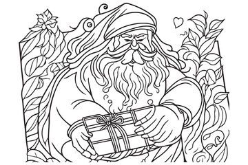 Fototapeta na wymiar Santa Claus coloring page. Christmas coloring page. Santa clause outline clip art
