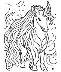 Cute Unicorn Coloring Pages for Kids. unicorn adults coloring page