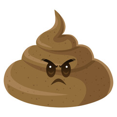 Poop Cartoon Angry Character Design Illustration Vector