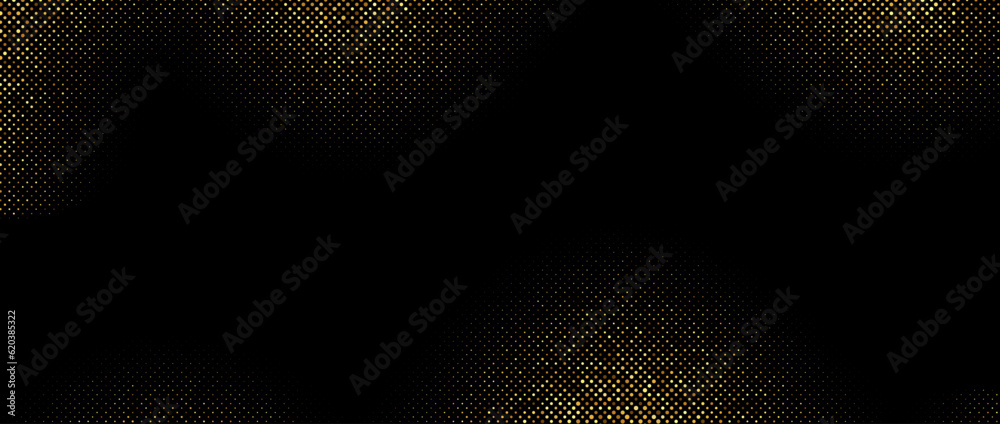 Poster golden wavy halftone gradient background frame. shining comic glitter texture. pop up dotted sparkle