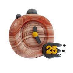 Cute 25 Minutes Stopwatch With Natural Wood Texture Best for graphic element, landing page element or UI element