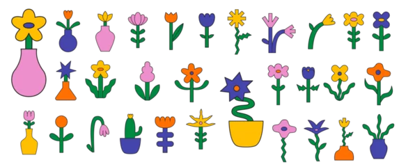 Afwasbaar Fotobehang Eenhoorns Vibrant Contemporary Flower Graphic 2