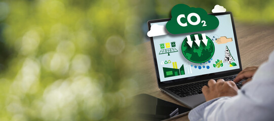 CO2 emissions and carbon reduction Global warming and climate change in the environment Energy saving Sustainable development Earth Leaf Business Industry