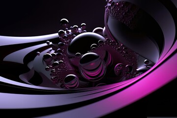 Futuristic abstract plastic texture background with purple gradient round elements AI