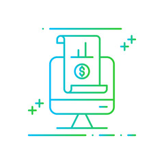 Monitor Graph Business and Finance icon with blue and green gradient style. data, report, diagram, analysis, graphic, statistics, analytics. Vector illustration