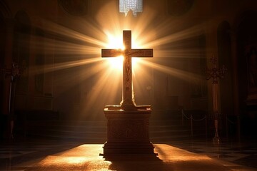 cross christ jesus with sun rays