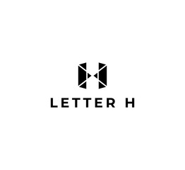 Abstract Initial Letter H Logo. Black Geometric Hexagonal Line Style.