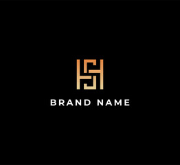 Modern trendy minimal monogram HS SH H S square shaped business