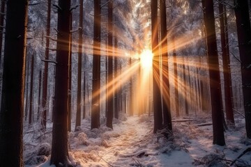  winter rain snow at rays  with divine light