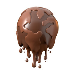 melted earth for world chocolate day 3d render illustration