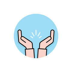 prayer or applause hands round logo. concept of human congratulation or commendation and handclap or respect. cartoon flat trend modern logotype graphic linear design isolated on white background
