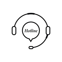 thin line headphone like hot line. concept of ask, ui, tech, callback, crm, faq, feedback, e-commerce. isolated on white background. flat style trend modern brand logotype design vector illustration