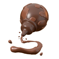 world chocolate day 3d render illustration as chocolate sauce