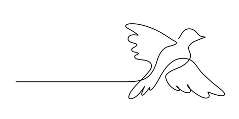 Continuous line art of a bird. Lineart vector illustration. - obrazy, fototapety, plakaty