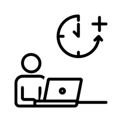 Black line icon for Overtime